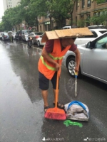 致敬！郑州环卫工暴雨中头顶纸箱扫垃圾 - 河南一百度