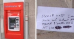 ATM吐出求救条 维修工人修ATM的门锁不小心把自己锁在里面 - 河南频道新闻