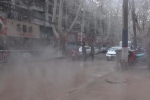 郑州一暖气管道爆裂，热气蒸腾，马路成“仙境” - 河南一百度