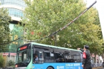 惊险一幕！郑州多名小学生正过路口去学校，一辆大巴车把空中线缆挂落… - 河南一百度