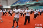 　图为学生们练习太极拳。　韩章云 摄 - 中国新闻社河南分社